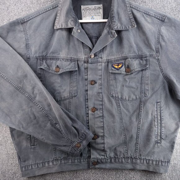 VTG Avirex Twill Jacket Italy 2XL Button Up Blue Equipment Type 8462 JRC 35AC